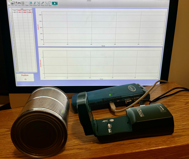 Tin can and apparatus for measuring motion in front of computer screen
